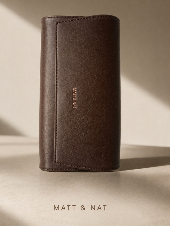 Matt & Nat Handbags - Matt & Nat Brown Vegan Leather Wallet/ Multiple Slots & Pockets